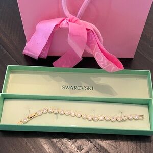 Swarovski Una Angelic Gold Tone Bracelet with Crystals